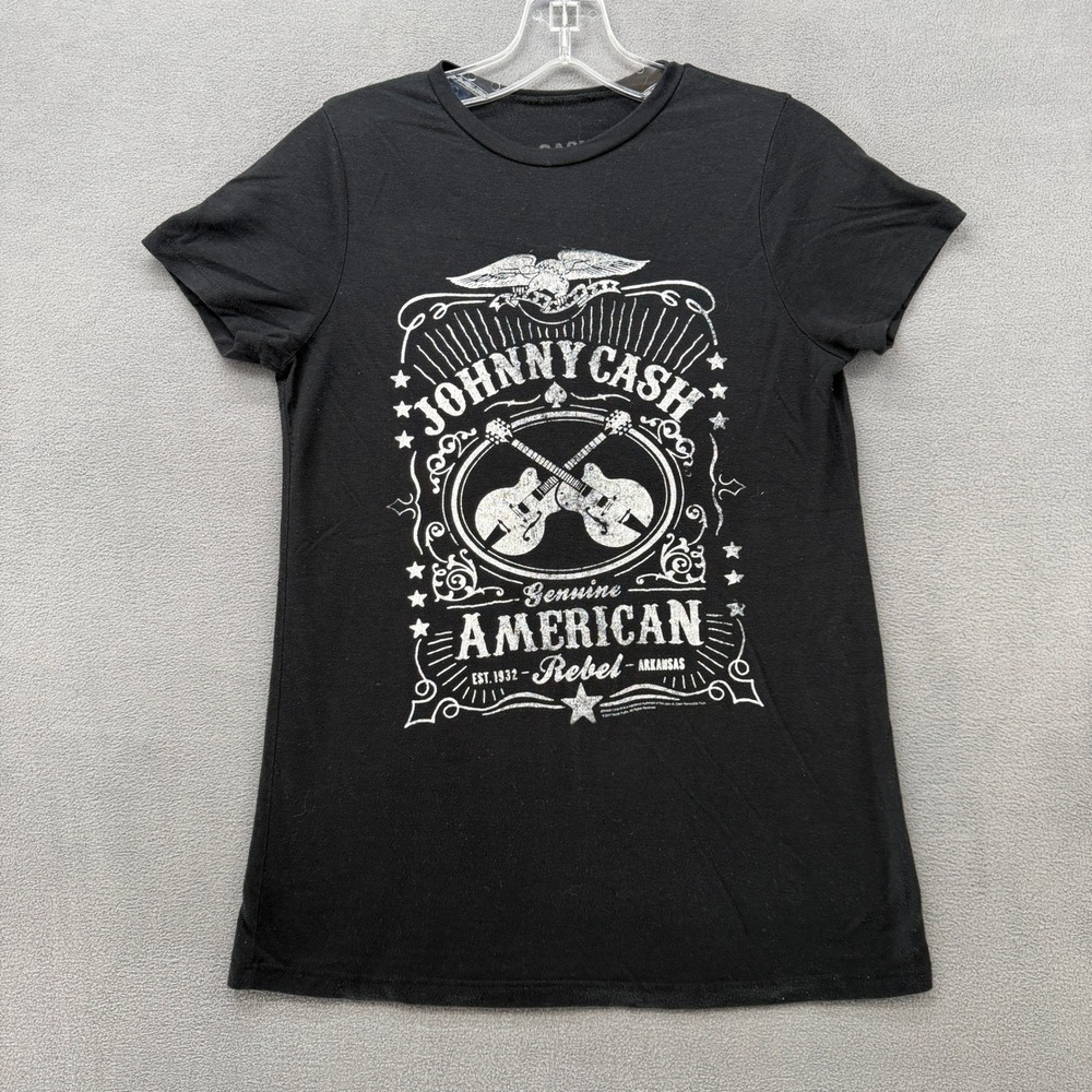 Johnny Cash T-Shirt Womens Medium Genuine American Rebel Graphic Black Soft